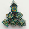 7pcs Polyhedral Dice Set  Vintage Dragon Engraved Gemstone Style Dice for DND, Dungeons & Dragons, RPG Tabletop Games (Pearl Green Finish) view 3