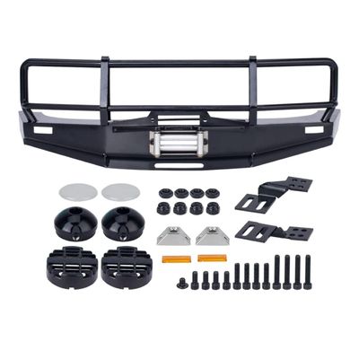 1/10 Scale ARB Bull Bars Metal Tube Front Winch Bar Bumper for RC Crawler RUN80 Chassis LC80 Body SCX10 TRX4 Upgrade Parts (B with lamp)