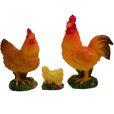 3 Pcs Farm-Themed Mini Chicken Figurines  Realistic Resin Rooster, Hen & Chick Models, Tiny Animal Statues for Miniature Farm Scene, Fairy Garden, Micro Landscape, Desk, Cake & Craft Decorations