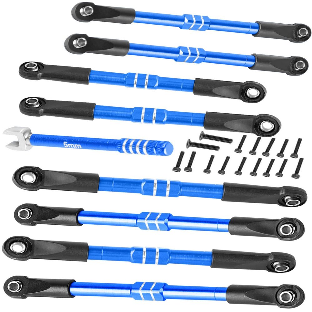 hopsupRC RC Adjustable Turnbuckles Links Upgrades Parts for 1/16 Mini E-Revo Summit Truck RC Car.Aluminum Front Rear Adjustable Turnbuckles Camber Links Toe Link Hops Up,Navy Blue