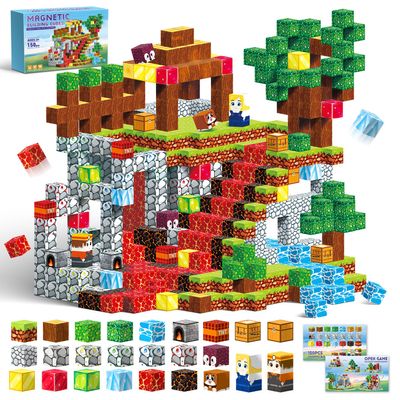 150PCS Magnetic Blocks- Magnetic Building Blocks, Magnet Cubes for Kids Toys, Sensory STEM Building Toys for 3-5 4-6 5-7 6-8 Year Old Boys Girls Christmas Birthday Gifts Travel Outdoor Kids Games