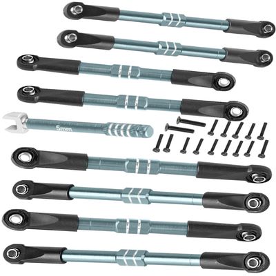 hopsupRC RC Adjustable Turnbuckles Links Upgrades Parts for 1/16 Mini E-Revo Summit Truck RC Car.Aluminum Front Rear Adjustable Turnbuckles Camber Links Toe Link Hops Up,Titanium