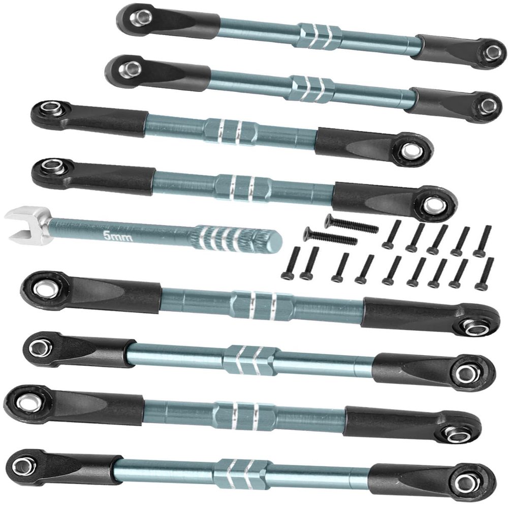 hopsupRC RC Adjustable Turnbuckles Links Upgrades Parts for 1/16 Mini E-Revo Summit Truck RC Car.Aluminum Front Rear Adjustable Turnbuckles Camber Links Toe Link Hops Up,Titanium