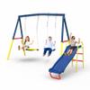 3 in 1 Swing Sets for Backyard with Slide, Heavy-Duty Metal Kids Playset with 32" Saucer Swing and Belt Swing, Outdoor Playground Set for Kids, ASTM & CPSC Certified, (Blue) view 1