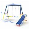 3 in 1 Swing Sets for Backyard with Slide, Heavy-Duty Metal Kids Playset with 32" Saucer Swing and Belt Swing, Outdoor Playground Set for Kids, ASTM & CPSC Certified, (Blue) view 3