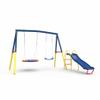 3 in 1 Swing Sets for Backyard with Slide, Heavy-Duty Metal Kids Playset with 32" Saucer Swing and Belt Swing, Outdoor Playground Set for Kids, ASTM & CPSC Certified, (Blue) view 4
