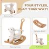 Qaba 4-in-1 Rocking Horse for Toddlers 1-3 Years, Baby Rocking Horse with Detachable Balance Board and Push Handle, Alpaca-Shaped Ride On Toy with 4 Smooth Wheels, for Baby Girls and Boys, Brown view 3