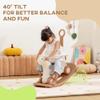 Qaba 4-in-1 Rocking Horse for Toddlers 1-3 Years, Baby Rocking Horse with Detachable Balance Board and Push Handle, Alpaca-Shaped Ride On Toy with 4 Smooth Wheels, for Baby Girls and Boys, Brown view 4