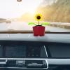 Swinging Flower Ornament, Solar Powered Figurines, Dancing Dashboard Decor with Weather-Resistant Design, Sunflower Figurines for Office Home Desk Windowsill, Funny Car Accessories (Yellow_2PCS) view 2