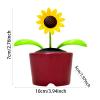 Swinging Flower Ornament, Solar Powered Figurines, Dancing Dashboard Decor with Weather-Resistant Design, Sunflower Figurines for Office Home Desk Windowsill, Funny Car Accessories (Yellow_2PCS) view 4