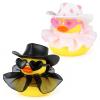 Jyeennar 2Pcs Cowboy Rubber Ducks with Hats, Sunglasses, Skirts for Dashboard Accessories, Rubber Ducks for Jeeps for Bath Toy Car Ornament Party Favors view 1