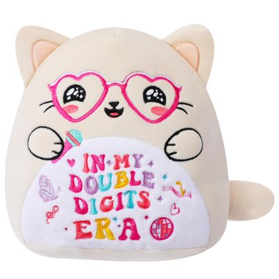 10th Birthday Gift Stuffed Animals - Cat Plush Toys for Kids Cat Stuffed Animals Birthday Gifts for Girls Boys with Love Glasses Microphone Double Digits Embroidery