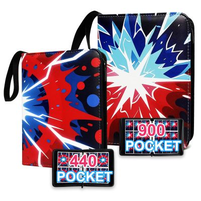 2 pack 440 Card Binder 4 Pocket and 900 Card Binder 9 Pocket Trading Card Binder High Storage Waterproof Card Holder
