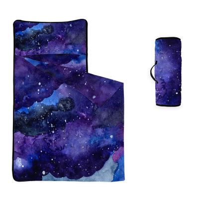 Axolotl Galaxy Starry Nap Mat, Purple Tie Dye Sky Sleeping Mat, Purple Gradient Romantic Starry Slumber Bag for Teens, Galaxy Sky Night Roll up Portable Sleeping Bag for Travel, 50" L*21" W