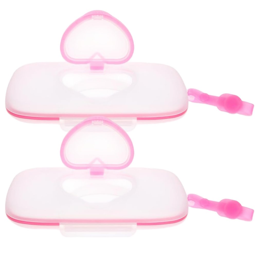 2Pcs Baby Wipes Travel Case, Portable Travel Wipes Case, Refillable Wet Tissue Dispenser with Flip-Top for Diaper Bag Stroller Backpack