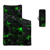 Axolotl Geometric Nap Mat with Pillow and Blanket, Green Black Geometry Rolled Napping Mat, Neon Light Honeycomb Sleeping Bag for Teens, 3D Abstract Grid Slumber Bag for Travel Camping, 60" L*21" W view 1