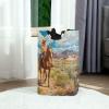 Jihqo Laundry Hamper Basket Farm Cowboy Collapsible Nursery Storage Bin Waterproof Clothing Baskets for Home Bedroom Bathroom Washing Room view 2