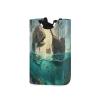 Jihqo Laundry Hamper Basket Piranhas and Pirate Ships Collapsible Nursery Storage Bin Waterproof Clothing Baskets for Home Bedroom Bathroom Washing Room view 1
