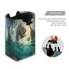 Jihqo Laundry Hamper Basket Piranhas and Pirate Ships Collapsible Nursery Storage Bin Waterproof Clothing Baskets for Home Bedroom Bathroom Washing Room view 3