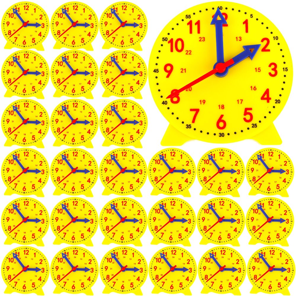 Octaday 28 Pcs Teaching Clock Kit 4 inch to Tell Time Learning Mini Geared Clock for Kids Early Math Skills Teacher and Classroom Supplies