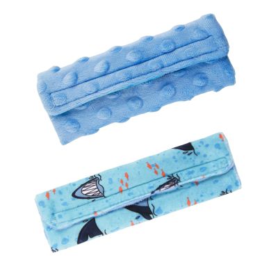 2-Pack Car Seat Strap Covers, Infant Seatbelt Covers, Velvety Soft Double-Sided Use Car Seat Shoulder Strap Pads for Infant Toddler, Blue Shark Pattern