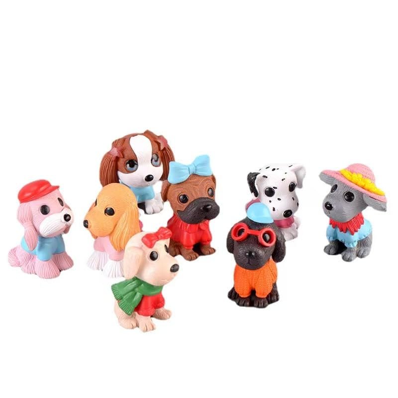 8 Pcs Mini Dog Figurines Set  Cute Resin Puppy Models, Kawaii Miniature Animals for Fairy Garden, Dollhouse, DIY Crafts, Cake Toppers, Birthday Party & Home Decorations, Collectibles for Dog Lovers