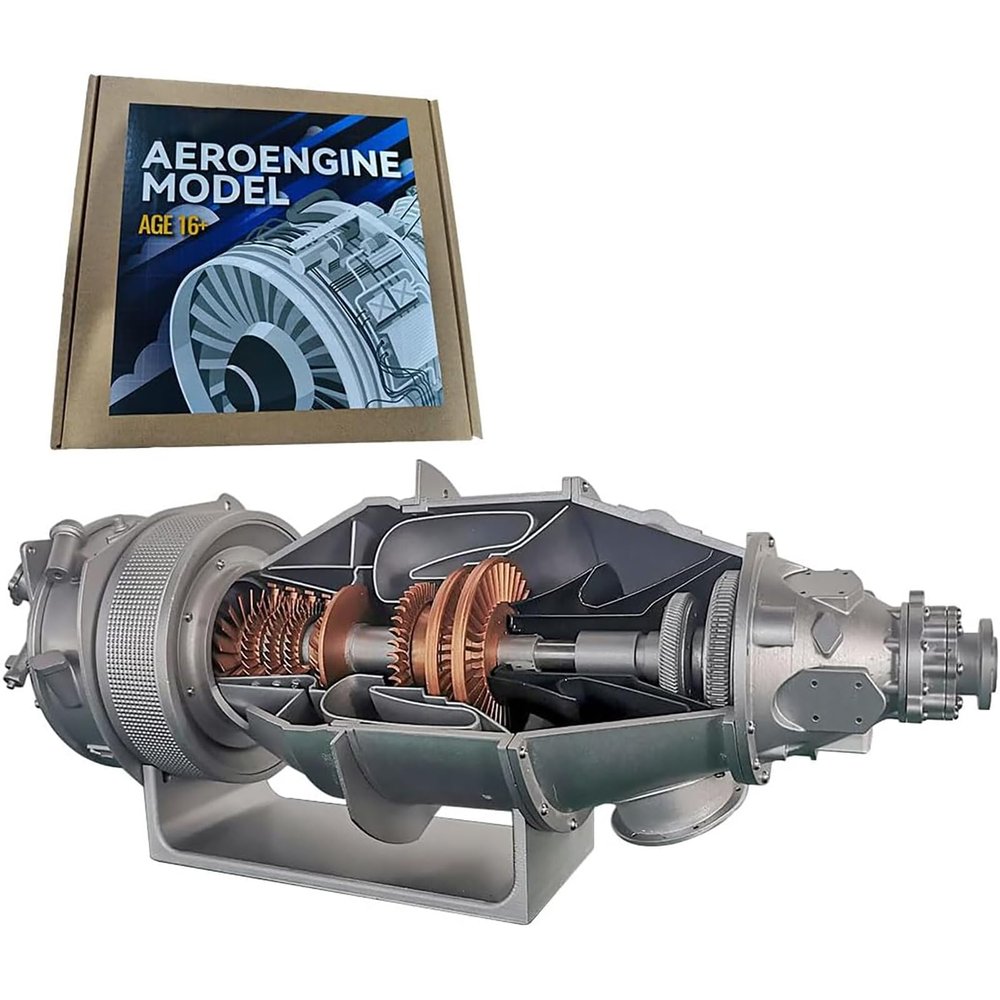 1/20 Turbofan Engine Model Kit, 100+pcs DIY Assembly PT6A Aircraft Engine Model Science Physical Experiment Toy - Build Your Own