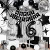16th Birthday Decorations for Boys Girls, Black Silver Happy Birthday Party Decorations 16 Year Old Party Supplies with Number 16 Balloons, Banner, Fringe Curtains Kit view 1