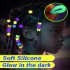 50Pcs Soft Small Silicone Beads for Hair,Hair Beads for Kids Girls Braids with 5mm Hole Glow in The Dark 5 Color(50) view 4