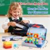 52 PCS Magnetic Blocks with Metal Box, 0.8in Mini Building Cubes Protable Travel Airplane Classroom Toys for Kids Ages 3+, STEM Educational Building Set for Toddlers Boys & Girls Birthday Gifts view 4