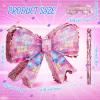 Arrowbash Disco Pink Bow Piata Set 15 Inch Shiny Bow Piata with Bat Blindfold and Confetti for Birthday Wedding Decoration Gentiles Holiday Coquette Party Supplies view 2