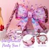Arrowbash Disco Pink Bow Piata Set 15 Inch Shiny Bow Piata with Bat Blindfold and Confetti for Birthday Wedding Decoration Gentiles Holiday Coquette Party Supplies view 3