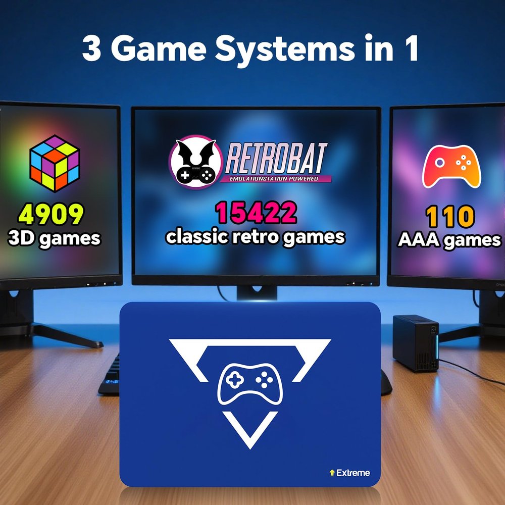 2TB Game Hard Drive with 20441 Games, Plug and Play Video Game Console for PC, 3 Game System in 1, Emulator Console Compatible with win OS