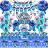 103PCS Stitch Party Supplies, Birthday Decorations Set Include Banner, Balloons, Stickers, Hanging Swirls, Cake Cupcake Toppers, Tablecloth for Boys Girls Stitch Theme Party view 1