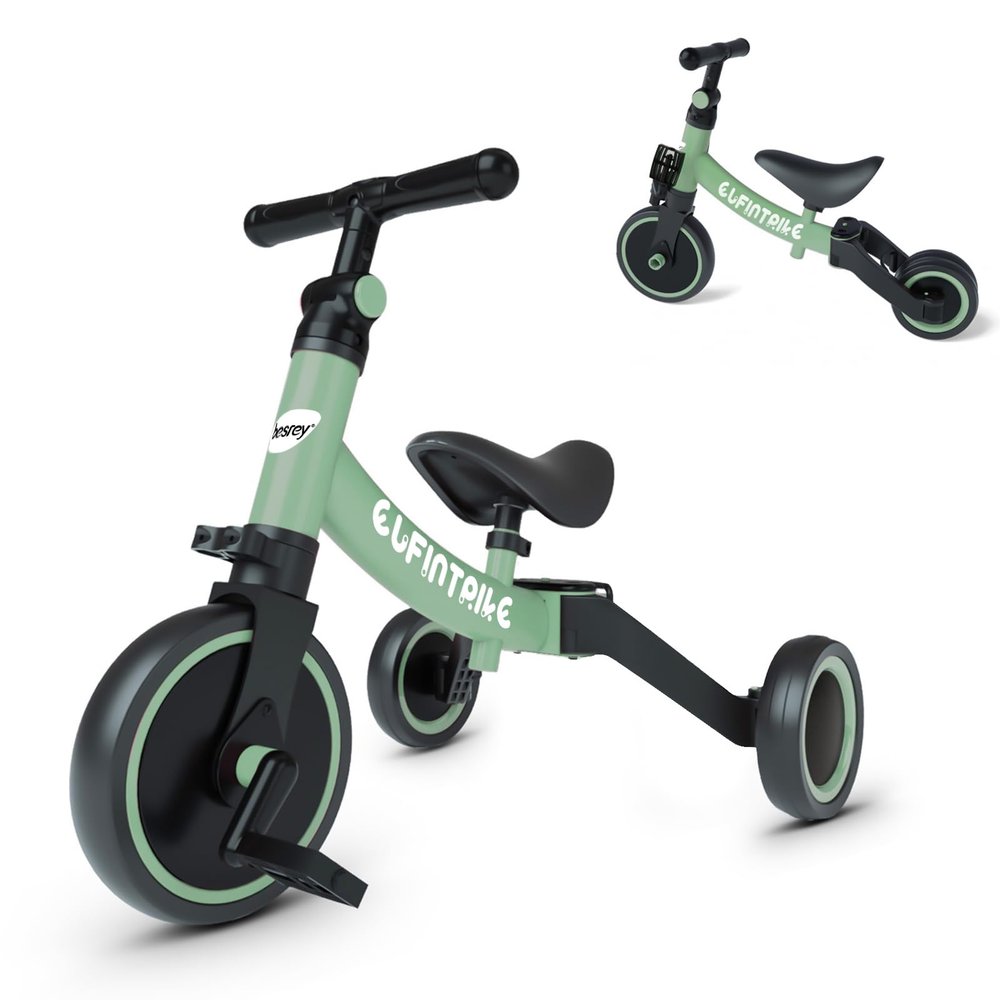 besrey 5 in 1 Toddler Bike for 1 Year to 4 Years Old Kids, Toddler Tricycle Kids Trikes Tricycle, Toys for Boy & Girl, Balance Training, Removable Pedals