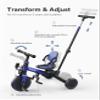 besrey 4 in 1 Toddler Bike, Toddler Tricycle for 1-3 Year Old, Trike with Push Handle, Backrest and Safety Belt, Birthday Gifts and Toys for Boys and Girls, Balance Bike (Dark Blue) view 4