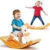 Motionchic Rocking Horse for Toddlers Kids 3 in 1 Wobble Balance Board 3-5 Year Old Rocker Balance Board Baby Rocking Toy with Pedal Backrest Birthday Gift Open Ended Learning Toy for Girl and Boy view 1