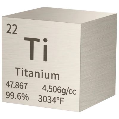 10 Mm Titanium Cube, High Purity 99.95%, Element Cubes With Ti Atomic Symbol, Includes 1 Piece, For Science Demonstrations And Educational Displays