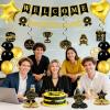 27pcs Welcome Back to Work Decorations Office Black Gold Welcome Back to Work Banner Balloons We Missed You So Much Backdrop Hanging Swirls Table Centerpieces Foil Balloons for Back to Work Office view 4