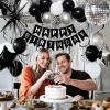 10th Birthday Decorations for Boys Girls, Black Silver Happy Birthday Party Decorations 10 Year Old Party Supplies with Number 10 Balloons, Banner, Fringe Curtains Kit view 4