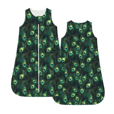 Muishi Retro Green Peacock Feather Baby Wearable Blanket Infant Boys Girls Sleeping Bag For Newborn Unisex Baby Stuff Sleep Sack Suit M(6-12month)
