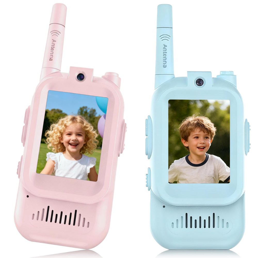 vilicert Video Walkie Talkie for Kids, Toys for 3-12 Year Old Boys Girls,Long Range 2 Way Radio Toy with Voice Effect, Birthday for Camping Outdoor