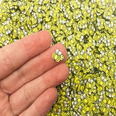 Large Honey Bee Fake Polymer Clay Slice Sprinkles, Insect Nail Art Slices, Miniature Sprinkles, Fimo Fake Sprinkles for Crafts, Decoden Embellishments (30 gram Bag)