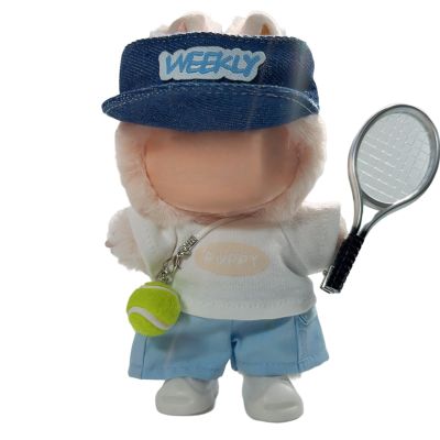 15cm/17cm Doll Sports Wear Outfits Gym Suitable for Labubu Clothes Stylish Adorable Dolls Accessories for Dressing Up (No Doll Included) (F-Blue Tennis Suit 6-Piece Sets)