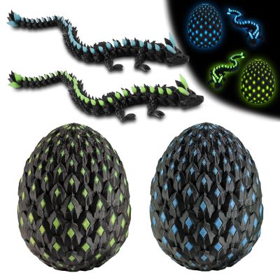 3D Printed Dragon Eggs with Dragon Inside, 2PCS Mystery Dragons Glow in The Dark-Articulated 3D Printed Animals-Cool Stuff Gift for Kids Adults Boys Girls Fidget Toys-Desktop Decoration & Collectible
