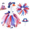 Sunnymove 1 Set 4th of July 7 Inch Mini Desk Goose Small Goose Outfits with Mini Hat and Tutu Collar Skirt Magnetic Silly Geese Keychain Holiday Costume for Magnetic Duck Statue Desk Key Holder view 1