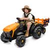 Hikiddo Licensed JCB 24V Kids Tractor Ride on Car, 24 Volt Ride on Toy for Big Kids with Trailer, Remote Control, 2x200W Motors - Yellow view 1