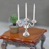1/12 Scale Miniature Dollhouse Candle Holder for Table Centerpiece, Silver and White view 3