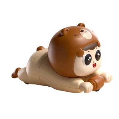 Crawling Doll for from 9 to 12 to 18 Months, Musical Toy for Learning to Climb, Khaki Brown