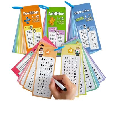 1-12 Maths Table Cards for Kids - Self-Check Math Learning Tool, Montessori Mathematical Aids, Add/Subtract/Multiply/Divide Set, Toddler & Elementary Math Practice Kit